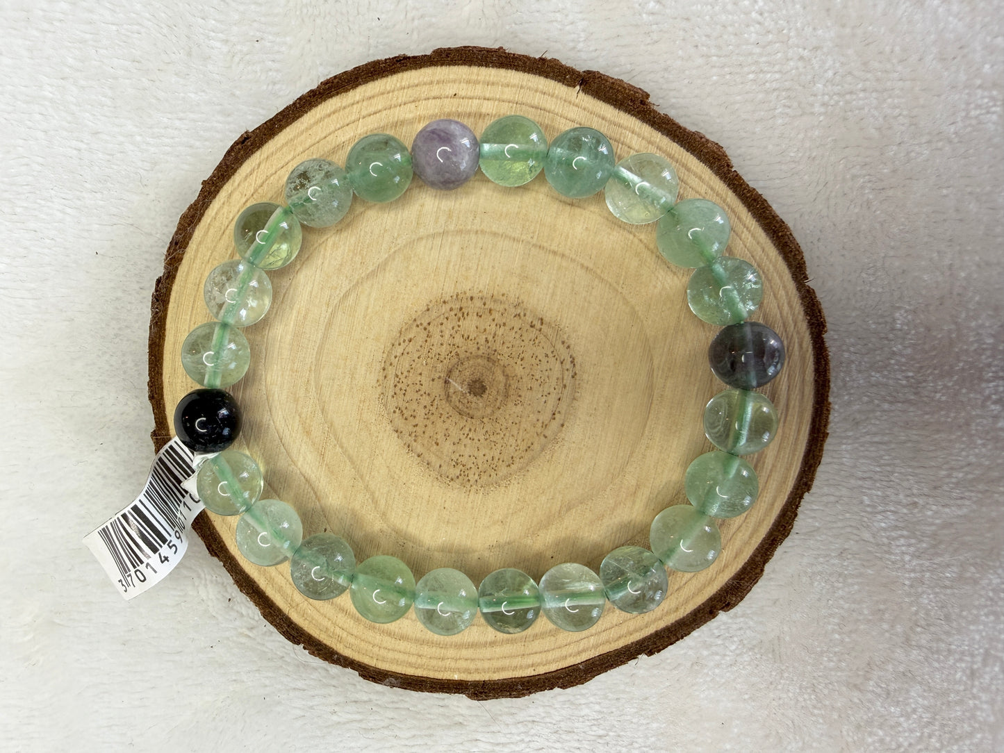 Bracelet boule en fluorite multicolore 8mm
