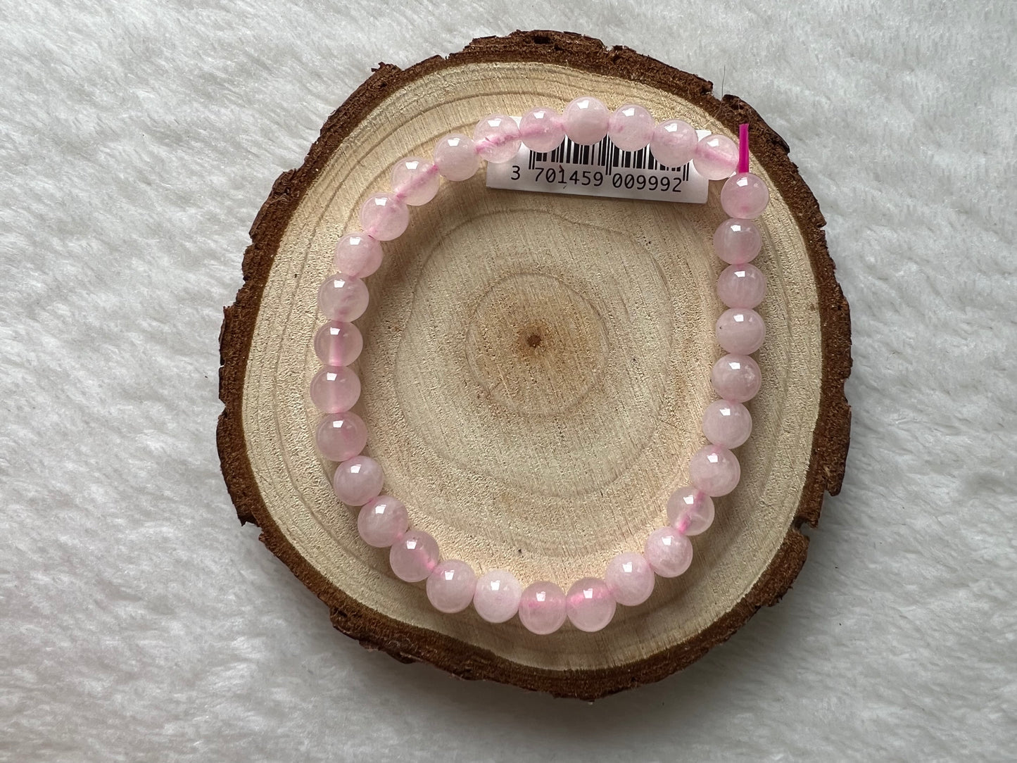 Bracelet boule en quartz rose 6mm
