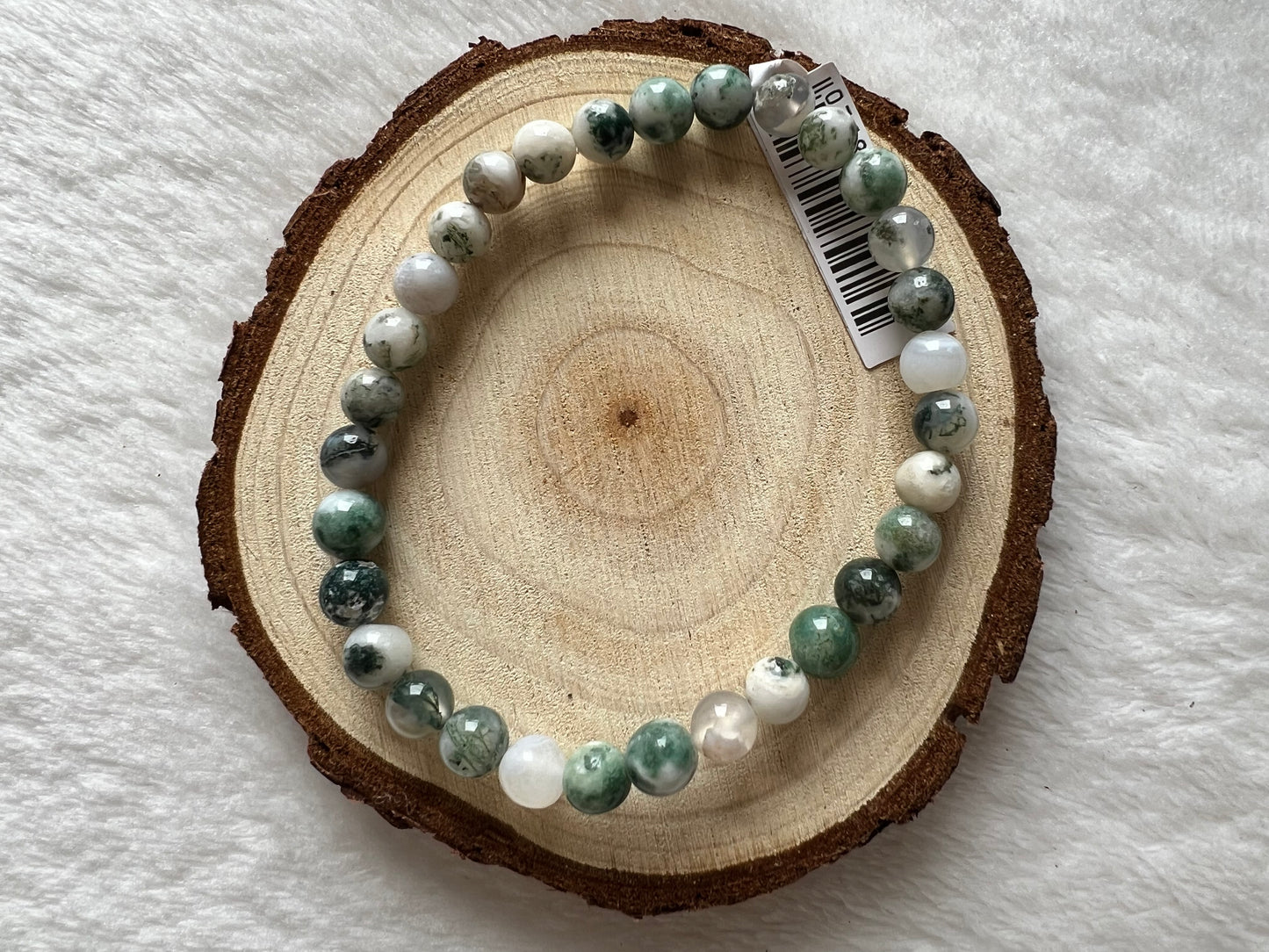 Bracelet boule en agate arbre 6mm