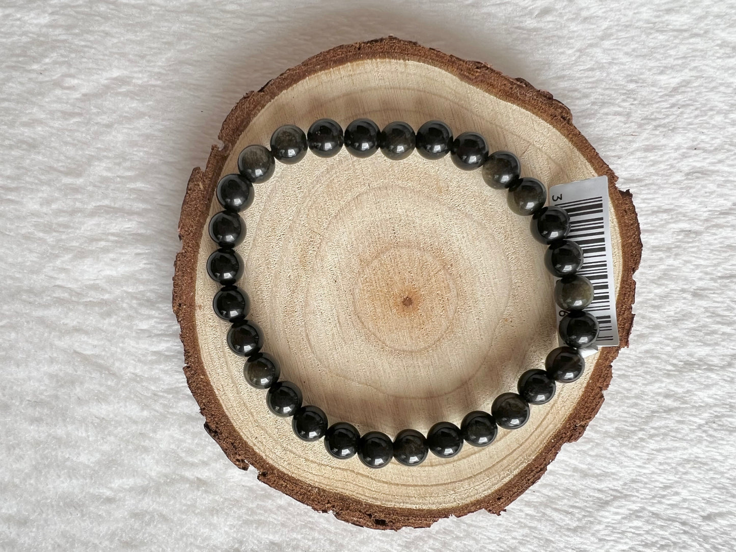 Bracelet boule en obsidienne dorée 6mm