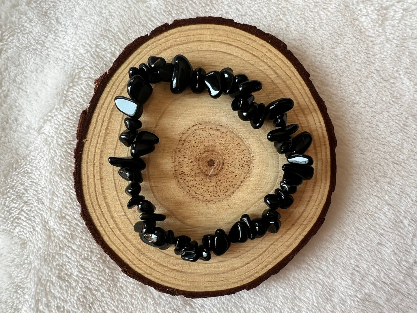 Bracelet baroque en obsidienne noire