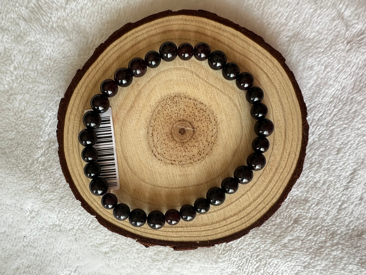 Bracelet boule en grenat rouge almandin 6-7mm