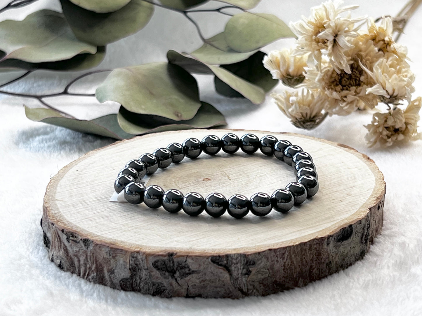 Bracelet boule en hématite 8mm