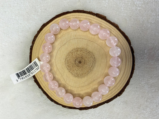 Bracelet boule en quartz rose 8mm