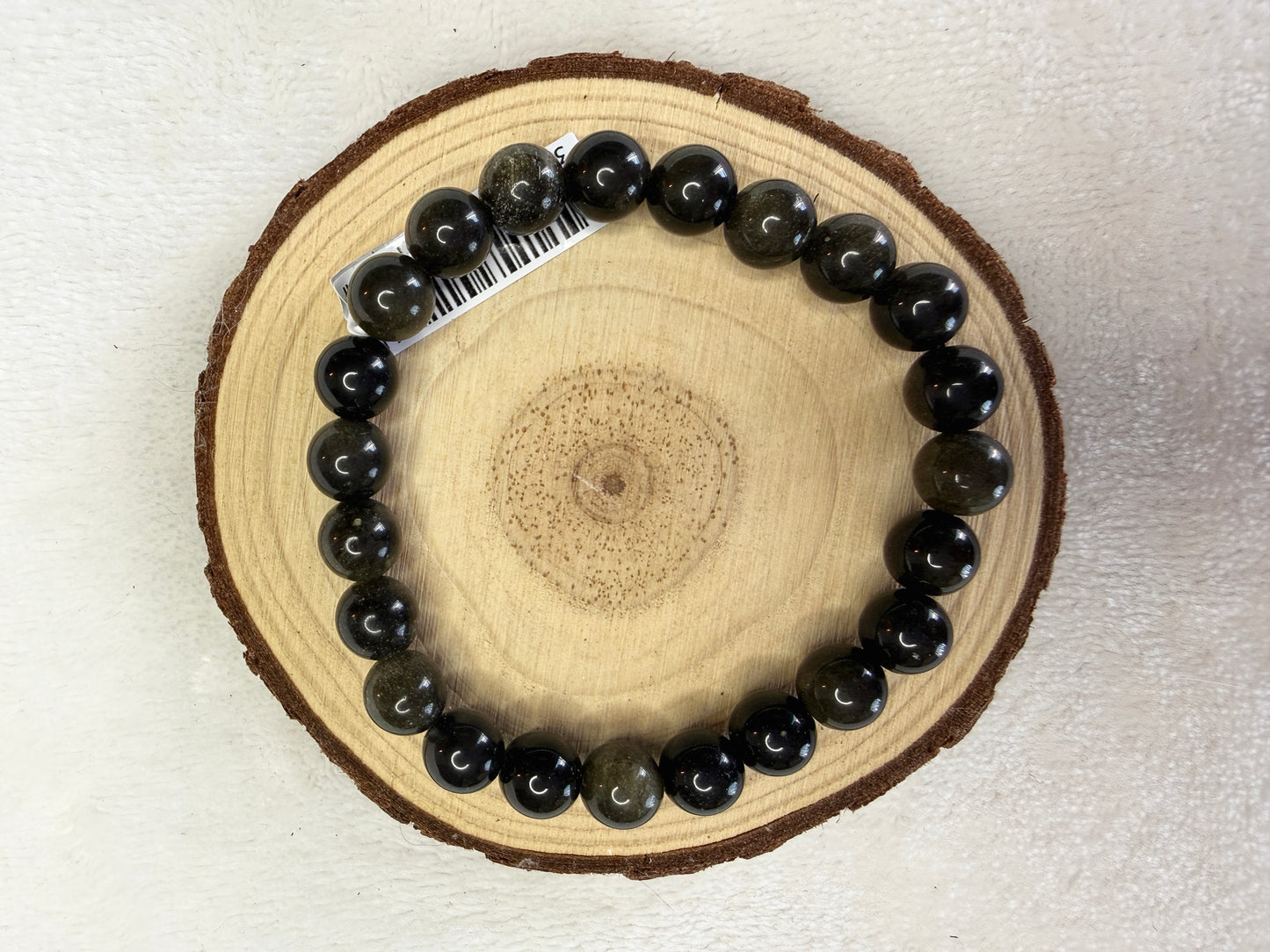 Bracelet boule en obsidienne dorée 8mm
