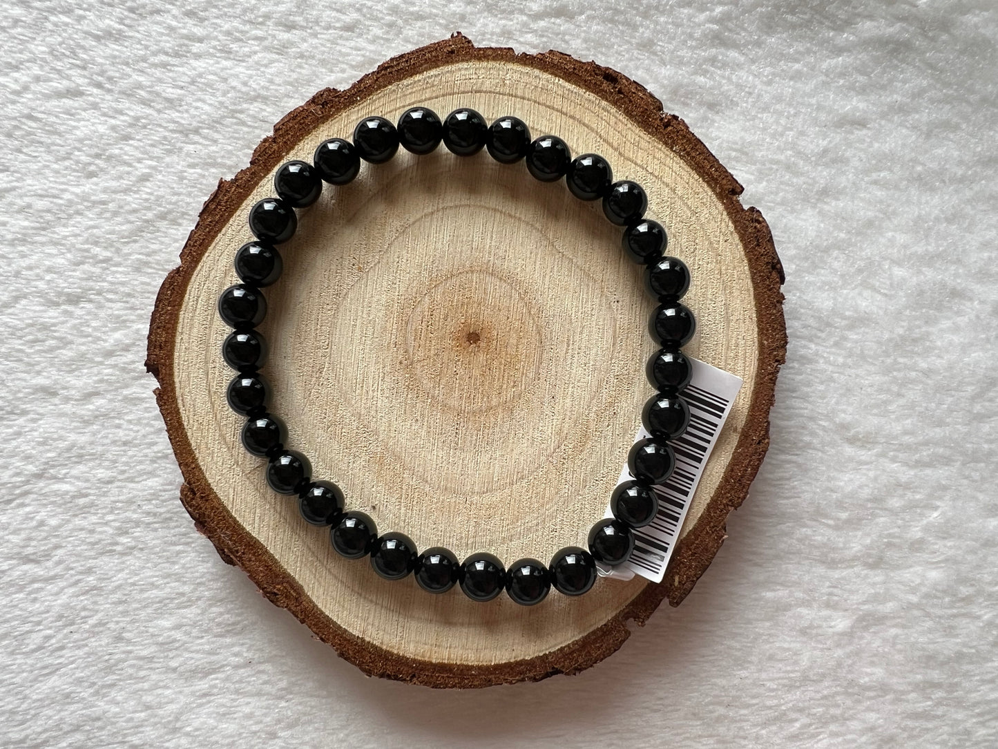 Bracelet boule en obsidienne noire 6mm