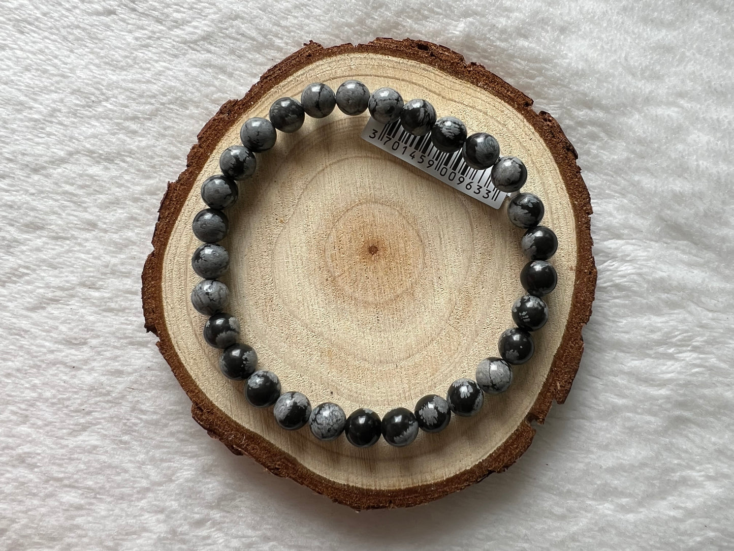 Bracelet en obsidienne flocon de neige 6mm