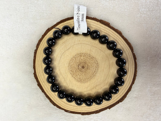 Bracelet boule en tourmaline noire 8mm