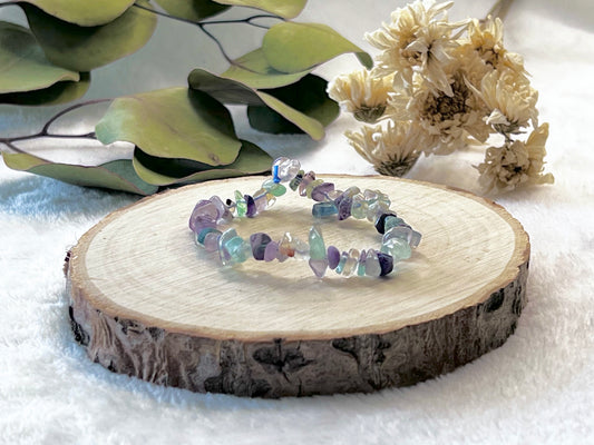 Bracelet baroque en fluorite multicolore