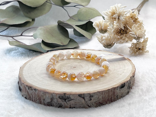 Bracelet boule en citrine chauffée 8mm